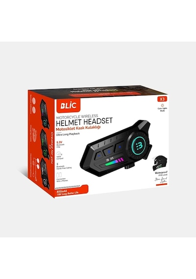 X3 Motor Kask Kulaklık Rgb Modlu Su Geçirmez 5.3 Bluetooth Interc