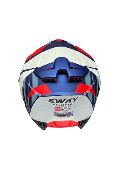 Sway SW-865 Güneş Vizörlü Full Face Motosiklet Kaskı Mavi - Kırmızı - Beyaz