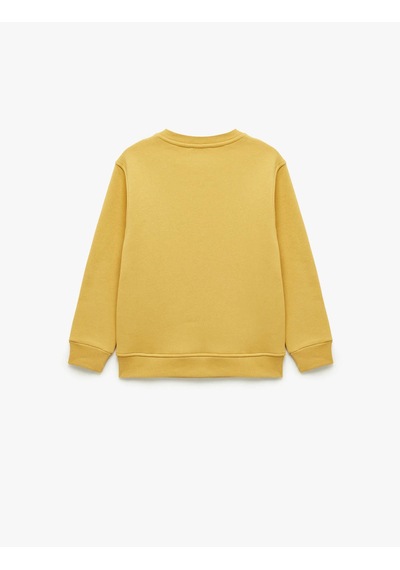 Koton Dinozor Baskılı Bisiklet Yaka Şardonlu Sarı Erkek Çocuk Sweatshirt 7wkb10059tk