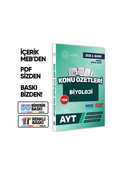 2026 YKS-AYT MEBİ-OGM Biyoloji Pratik Konu Özet Kitabı RENKLİ A4 Boyut Görsel Destekli BASKI ÜCRETİ