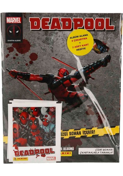 Marvel Deadpool Çıkartma Albümü + Özel Mini Çizgi Roman Panini Lisanslı Ürün 8 Stıcker 2 Kart