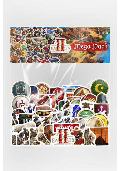 Age Of Empires 2 İkonik 82 Parça Mega Sticker Paketi Yapışkanlı Kaliteli Su Geçirmez Etiket Seti Çok Renkli