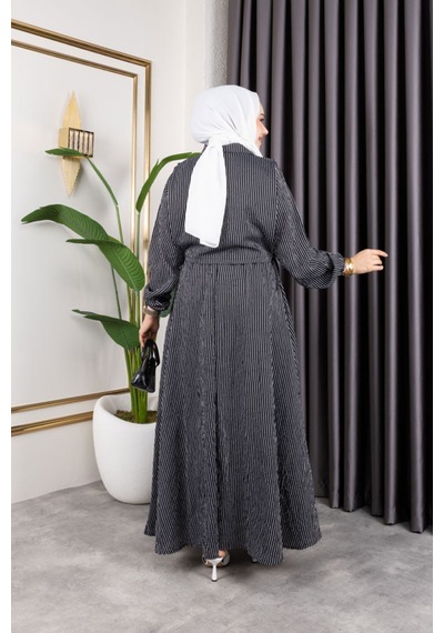 Hira Life Fashion Kadın Siyah Tesettür Giyim Gömlek Detaylı Çizgili Viskon Kıraş Elbise İkili Takım Siyah Siyah Hira Life Fashion Kadın Siyah Tesettür Giyim Gömlek Detaylı Çizgili Viskon Kıraş Elbise İkili Takım Siyah Siyah