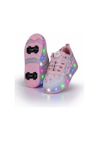 2256-n-drops Led Işıklı Çift Tekerlekli Akıllı Bağcıklı Unisex Çocuk Patenli Ayakkabı Beyaz - Pembe 2256-n-drops Led Işıklı Çift Tekerlekli Akıllı Bağcıklı Unisex Çocuk Patenli Ayakkabı Beyaz - Pembe