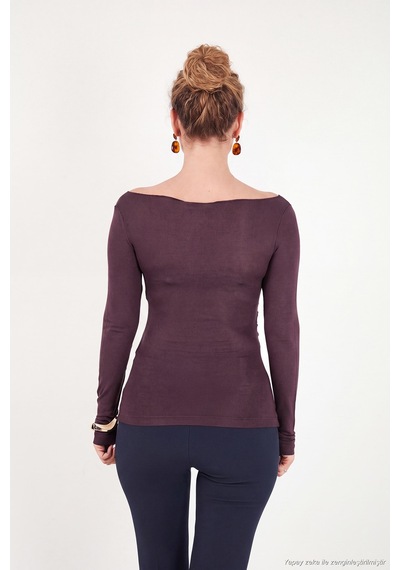 Lela Göğüs Drape Detaylı Kayık Yaka Bluz Kadın Bluz 5867117 Bordo