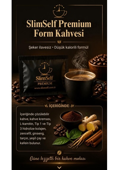 Slimself Premium Kahve Form Kahvesi 30 Şase 150g L-carnitine & Collagen 30 Daily