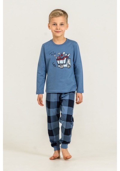 Rolypoly Erkek Çocuk Lets Build Mavi Uzun Kol Pijama Takım Rp3872-c-v2 Rp3872-c-v2