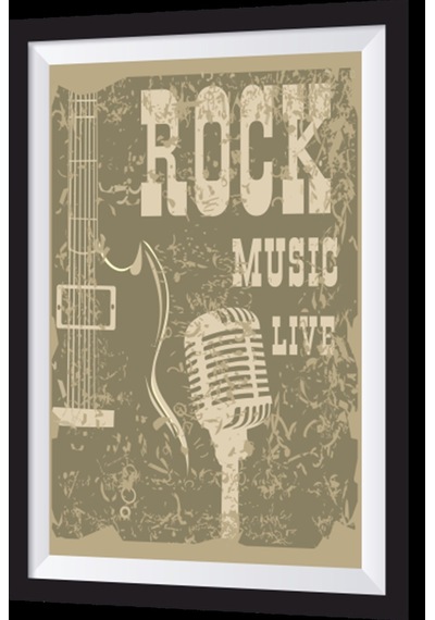 canlı rock müzik sanatsal çerçeve görünümlü ahşap tablo