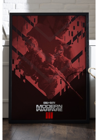 Call Of Duty Modern Warfare Siyah Ahşap Çerçeveli Poster, Dekoratif Oyun Duvar Tablosu