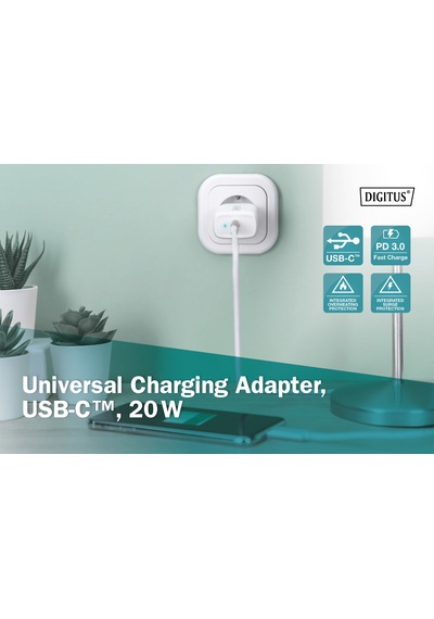 Digitus DA-10196 20 W Pd 3.0 Sb-c Şarj Adaptörü Beyaz