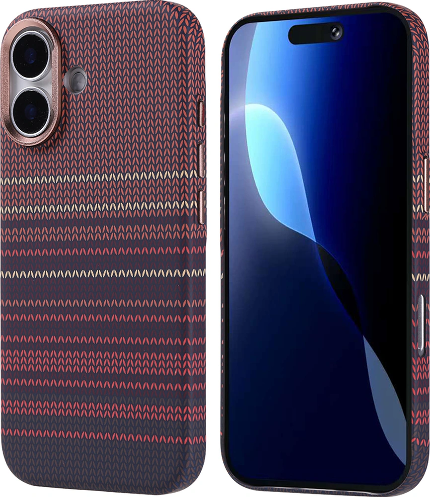 Apple Uyumlu iPhone 17 Kılıf Kablosuz Şarj Özellikli Karbon Fiber Görünümlü Nekst Kapak Kırmızı