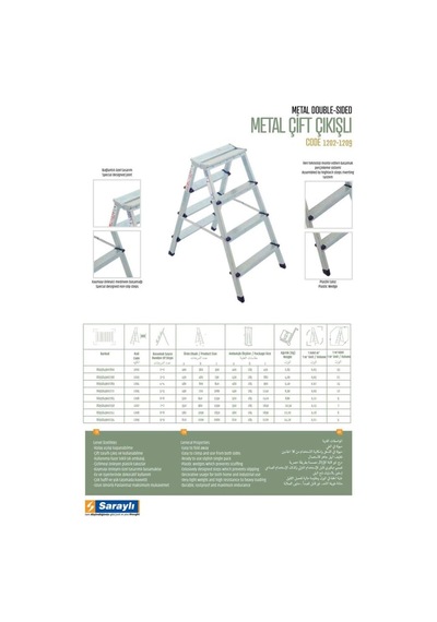 1203 Metal Çift Çıkışlı 3+3 Basamaklı Merdiven Belirtilmemiş