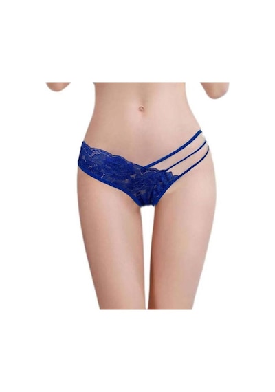 Ang Butik Kadın Mavi Dantelli Şerit Detaylı String Külot