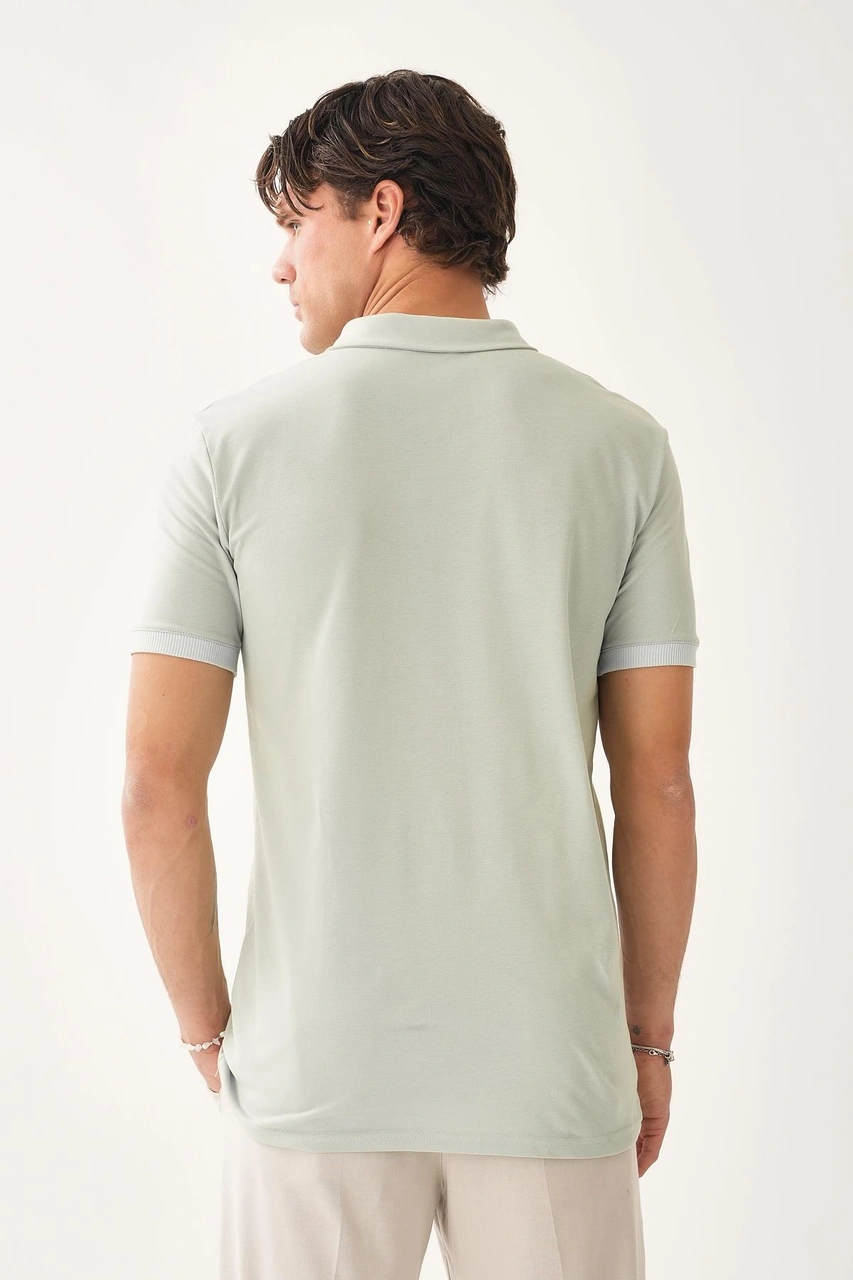 Erkek Comfort Fit Polo T-shirt Açık Yeşil