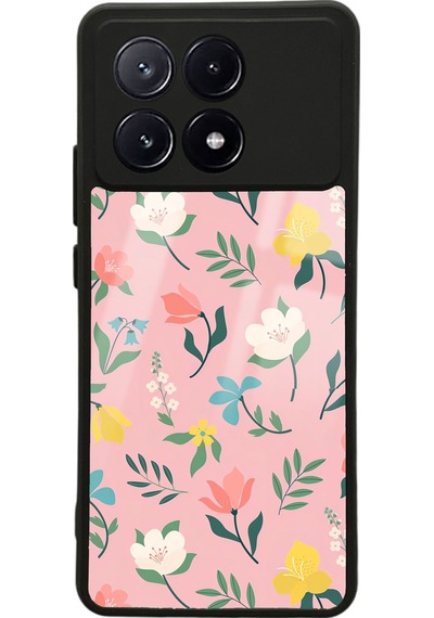 Xiaomi Poco X6 Pro Pinky Flowers Tasarımlı Glossy Telefon Kılıfı Çok Renkli