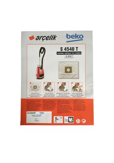 X-Bag Arçelik S 4540 T Vortex Turbo Uyumlu Süpürge Toz Torbası 15 Adet Standart