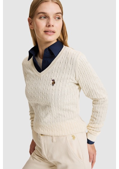 U.S. Polo Assn. Kadın Beyaz Basic Kazak 50327575-vr265 Fıldısı