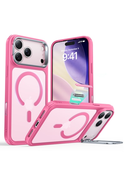 Esr Apple Uyumlu iPhone 17 Pro Max Classic Hybrid Magsafe Standlı Kılıf - Kamera Kontrol Buton - Pembe Pembe