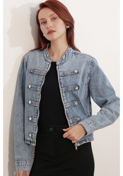 Hiccup Bdart Kadın Denim Ceket Kaban Açık Mavi