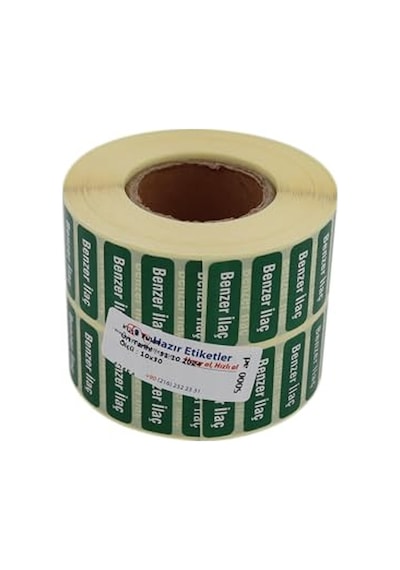 Benzer İlaç Etiketi 30mm X 10mm 5000 Adet Kuşe Rulo Etiket 124-Pembe