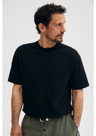 Grimelange Dunno Erkek %100 Organik Pamuk Yuvarlak Yakalı Regular Fit Siyah T-shirt