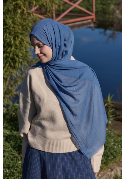 Modakaşmir Aminenesil Aya Şal Mavi Renk