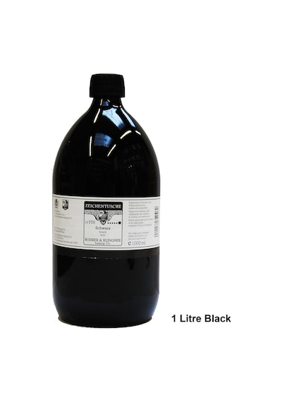 Rohrer&klingner Kaligrafi Mürekkebi Zeichentusche 29-airbrush-fırça-divit-sulu Boya 1000ml-770-black Siyah