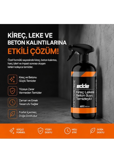 Edde Araba Araç Oto Kireç Beton Suyu Sökücü Temizleyici Temizleme 500 Ml Oto Detailing 1