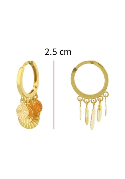 Sallantılı Halka Altın Küpe / 22 Ayar Sarı Altın