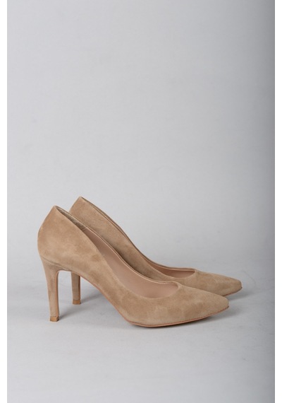 Seç Kundura 4292 Hakiki Deri Stiletto 9 CM Vizon Süet Vizon