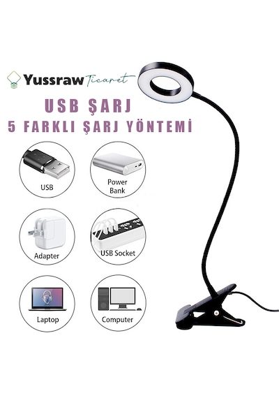 Çok Fonksiyonlu Akrobat Masa Lambası Şiddeti Ayarlanabilir 3 Farklı Işık Rengi Siyah G