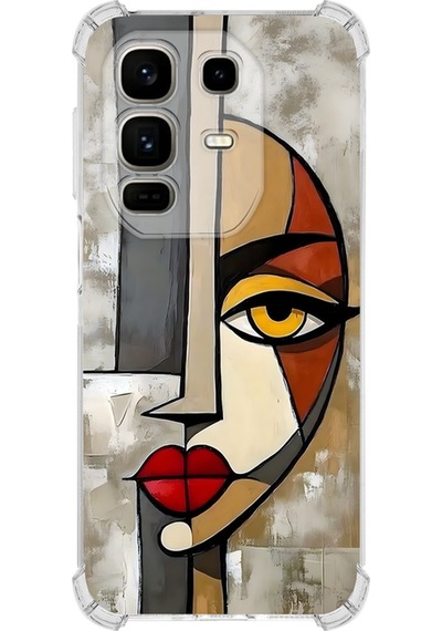 İnfinix Note 50 Pro İle Uyumlu Köşe Korumalı Kılıf Metamorfoz Çözmleme Tasarımlı Uv Baskılı Şeffaf