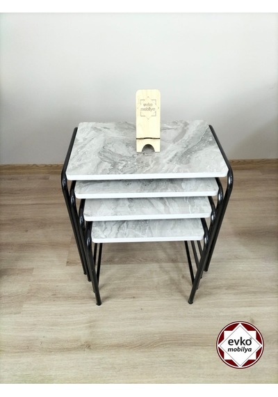 Evko Mobilya Buket Sehpa , 4'lü Zigon Sehpa, Servis Sehpası, Iç Içe Geçen Sehpa, Ahşap Sehpa, Dikdörtgen Sehpa