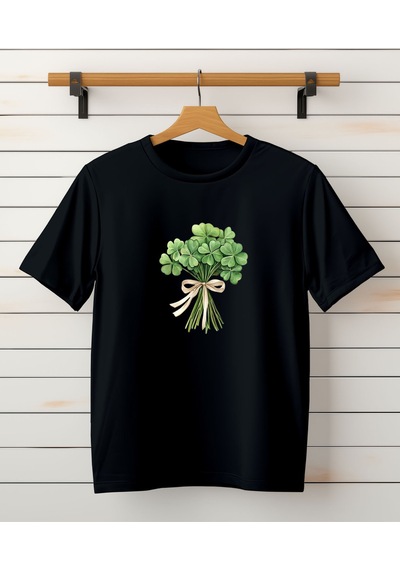 Aselinda Yonca Baskılı Anne Kız T-shirt -kombin Tekli Üründür Kombin Yapmak Için 2 Adet Sepete Ekleyiniz Siyah