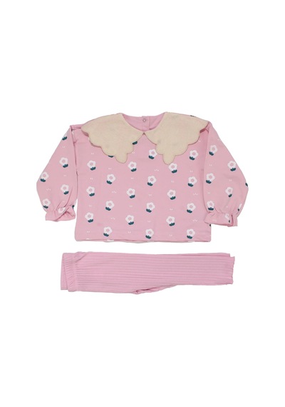Bebegen Kız Çocuk Pembe Beyaz Papatya Desenli Keten Bebe Yakalı 2'li Takım Çok Renkli Bebegen Kız Çocuk Pembe Beyaz Papatya Desenli Keten Bebe Yakalı 2'li Takım Çok Renkli