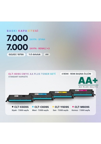 Samsung Clt-609s Cmyk Uyumlu Toner Seti Aa Plus / Clp-770 / Clp-775 / Clt-k609s / Clt-c609s / Clt-m609s / Clt-y609s