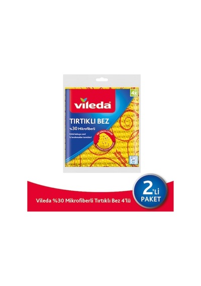 Vileda %30 Mikrofiber Novolon Temizlik Bezi 4 Adet Sarı 2'li Set
