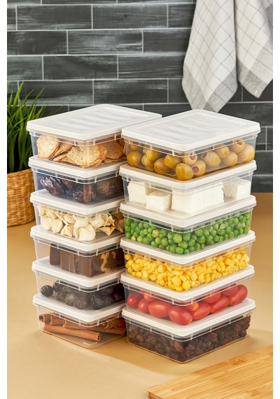 Multi Box 12 Li Set Saklama Kabı Seti - Dondurucu & Mikrodalga Uyumlu Krem