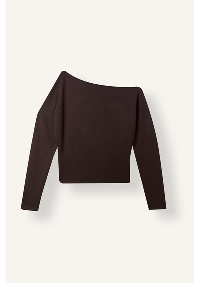 Defacto Slim Fit Tek Omuz Uzun Kollu Basic Sweatshirt I8676ax26aubn207 Kahve-bn207