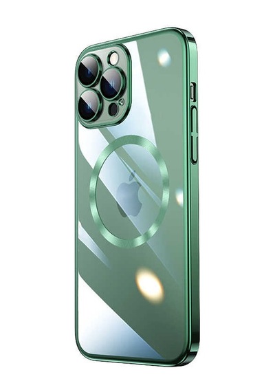 Zeyline Apple Uyumlu iPhone 13 Pro Max Wireless Şarj Özellikli Sert Pc Zore Riksos Magsafe Kapak-koyu Yeşil
