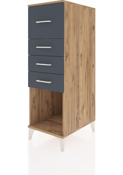 Kronos Dolap 4 Çekmeceli 44x59x134 Çam-antrasit Çam