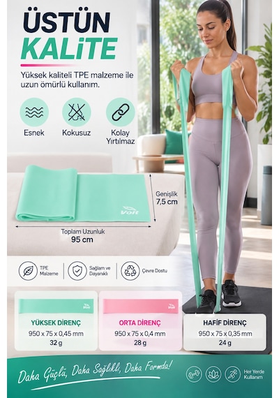 Online 3’lü Pilates Direnç Bandı Seti Fitness Egzersiz Lastiği