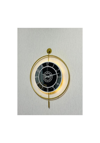 Pey Aksesuar Metal Camlı Duvar Saati 50 X 70 Cm Orta Boy Işıklı Gerçek Cam Duvar Saati Modern Tasarım M51-gold-füme-beyaz-gümüş