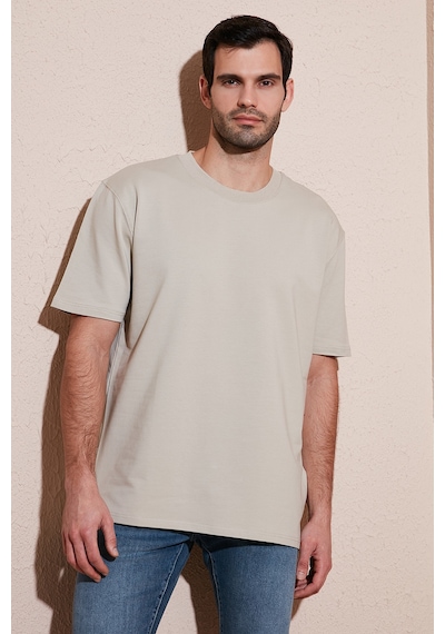 Buratti Pamuklu Bisiklet Yaka Relaxed Fit Basic Erkek T Shirt 5902610 Açık Taş