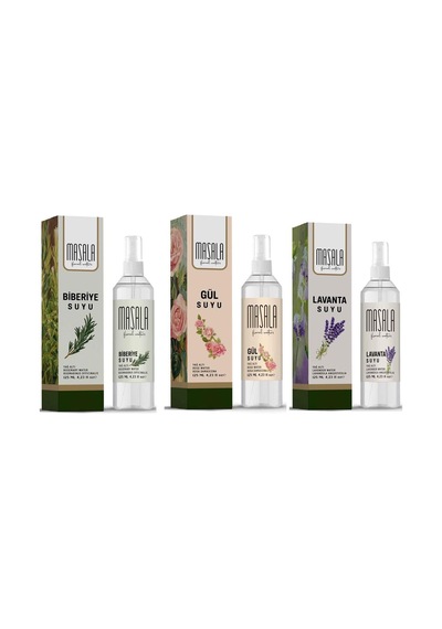 Tr Hidrolat Seti%100 Doğal Yağlı Saf Gül Suyu - Biberiye Suyu - Lavanta Suyu 3 X125 Ml.