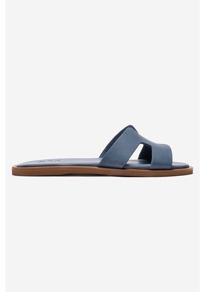 Luvishoes Bıora Mavi Hakiki Deri Kadın Terlik