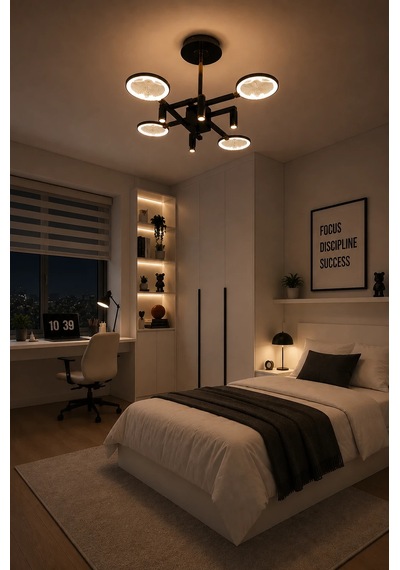 Modern Premium 4+4'lü 3 Renkli Ledli Sarkıt Avizesi Salon Mutfak Oturma Odası Şık Modelleri Gold