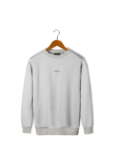 Blackjack Giyim Unisex Gri Önü Veaven Baskılı Oversize Kalın Iki Iplik Şardonlu Bisiklet Yaka Sweatshirt Gri1
