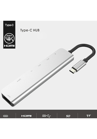 Ally Usb Type-C To 7In1 Hdtv 2Xusb Pd Sd-Tf Okuyucu Hub Adaptö