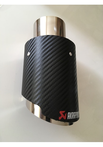Akrapoviç Logolu Karbon Desenli Krom Egzoz Ucu Giriş 60mm Çıkış 9